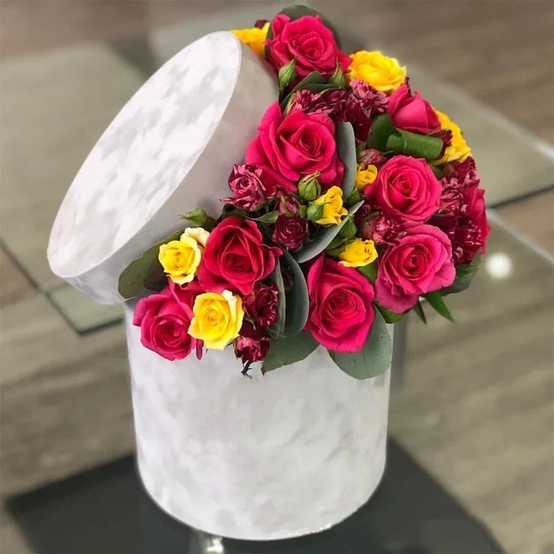Florist Supply Buckets - 3-teiliges Set Runde Samt-Geschenkbox Floristik-Blumenhalter Eimer