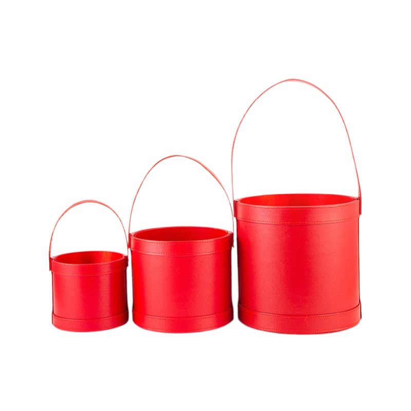 Tragbare Runde Leder-Geschenkb – Florist Supply Buckets Bewertung und Preis